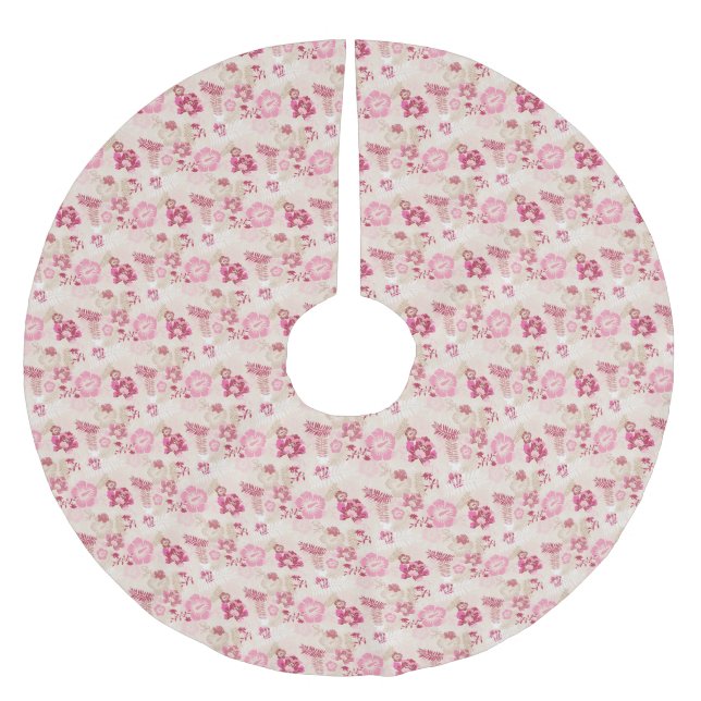 Söta moderna blommönster i rosa julgransmatta borstad polyester (Framsidan)