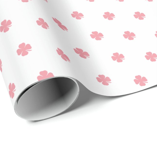 Söta moderna enkla rosa lyckoklöver  presentpapper (Rullad Hörn)