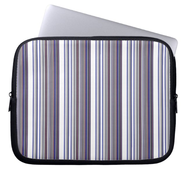 Söta moderna grå blåa ränder laptop fodral (Framsidan)