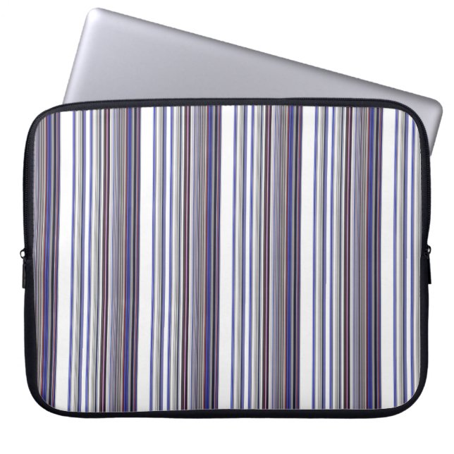 Söta moderna gråblå ränder laptop fodral (Framsidan)