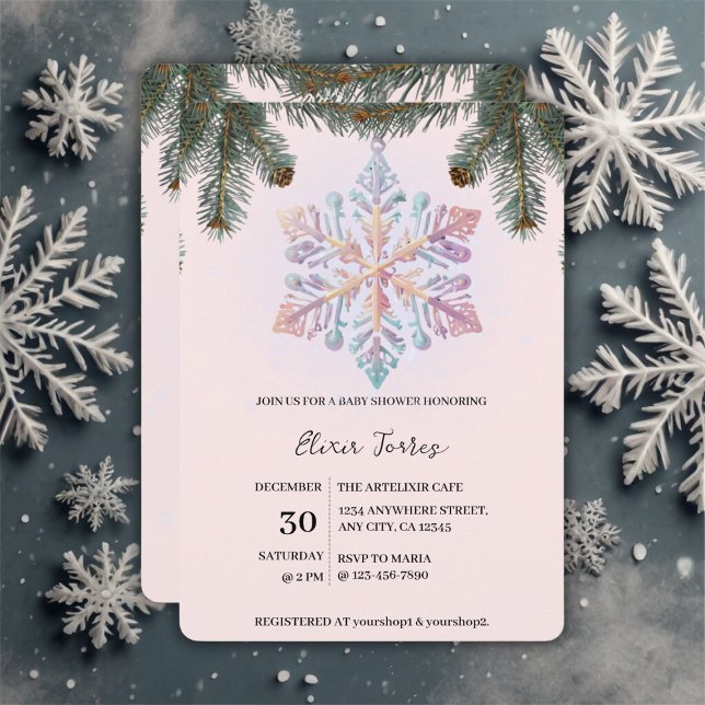 Söta Moderna Vintersnöflingor Söta Baby Shower Inbjudningar (Skapare uppladdad)