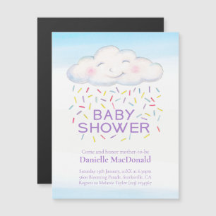 Söta moln candy sprinkle vattenfärg baby shower magnetisk inbjudningskort