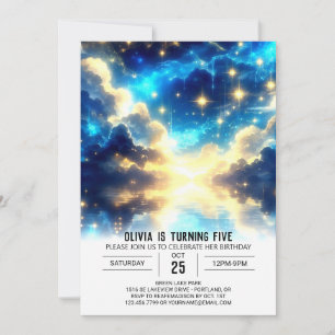 Söta moln Celestial Digital Birthday Inbjudningar