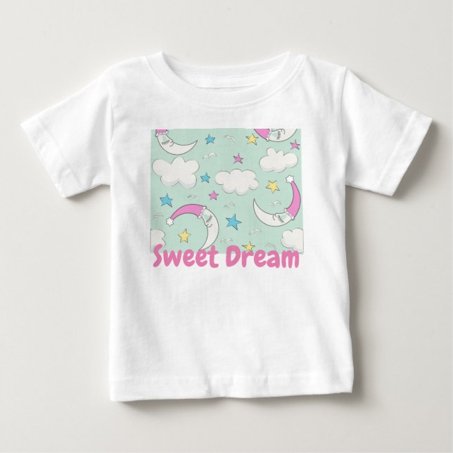 Söta molnet måne stjärnor baby t-shirt (Framsida)