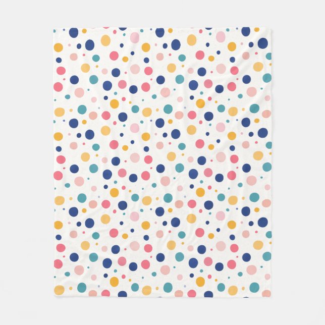 Söta mönster färgade cirklar polka dots fleecefilt (Framsidan)