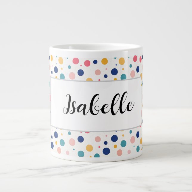 Söta mönster färgade cirklar polka dots jumbo mugg (Framsidan)