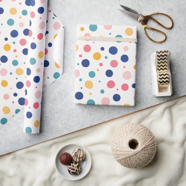Söta mönster färgade cirklar polka dots presentpapper (Hantverk)