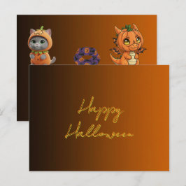 Söta monster God Halloween postkort Vykort