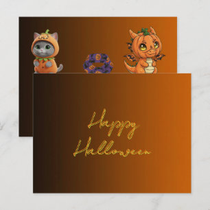 Söta monster God Halloween postkort Vykort