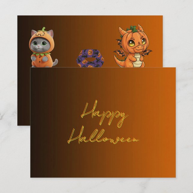 Söta monster God Halloween postkort Vykort (Fram/baksida)