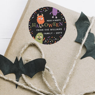 Söta monster God Halloween Runt Klistermärke