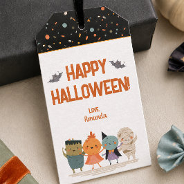 Söta monster Halloween-favor Presentetikett