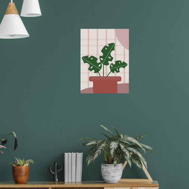 Söta Monstera-växter Inramad Bohemsk Design  Poster (Vardagsrum 1)