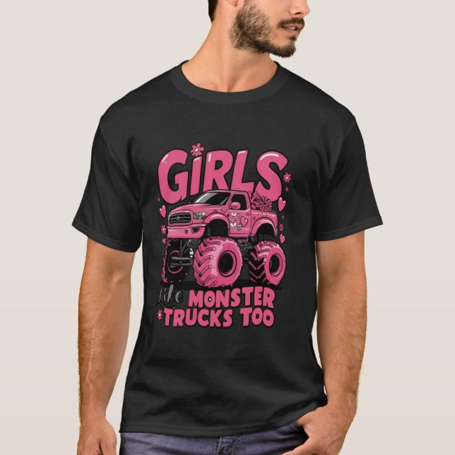 Söta Monsterbilstjejer Gillar Monster Också T Shirt (Framsida)