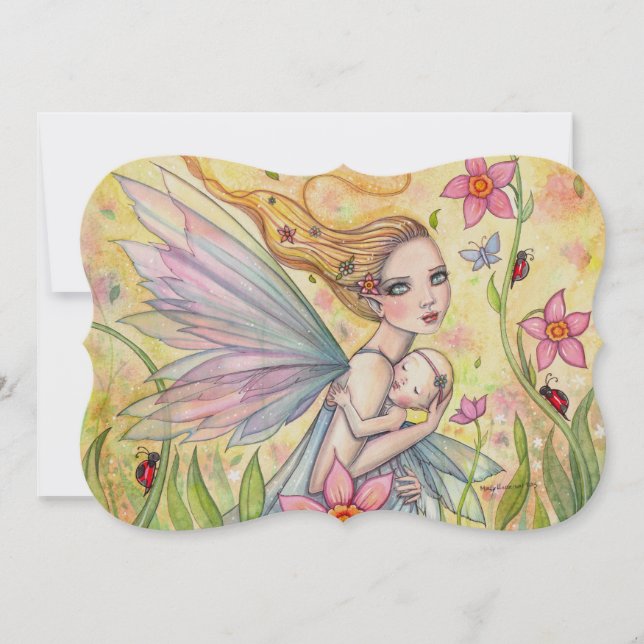Söta Mor och Baby Fairy Baby Shower Inbjudan (Framsida)
