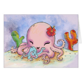 Söta Mor och baby Octopus Mors dag Hälsningskort