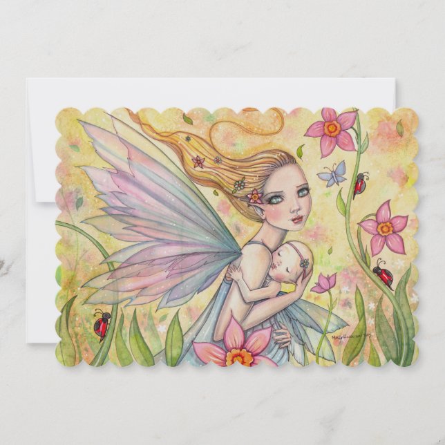 Söta mor och bebisfé Baby Shower-inbjudningar Inbjudningar (Framsida)