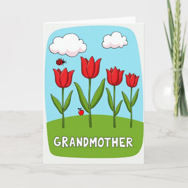 Söta Mormors dag Blomsterkort Kort (Framsida)