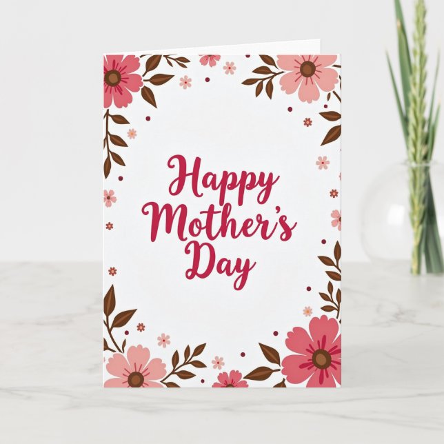Söta Mors Dag Blommor Kort (Framsida)