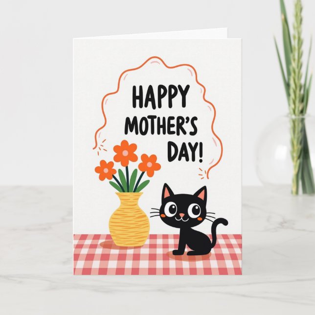 Söta Mors Dag Bouquet Katt Kort (Framsida)