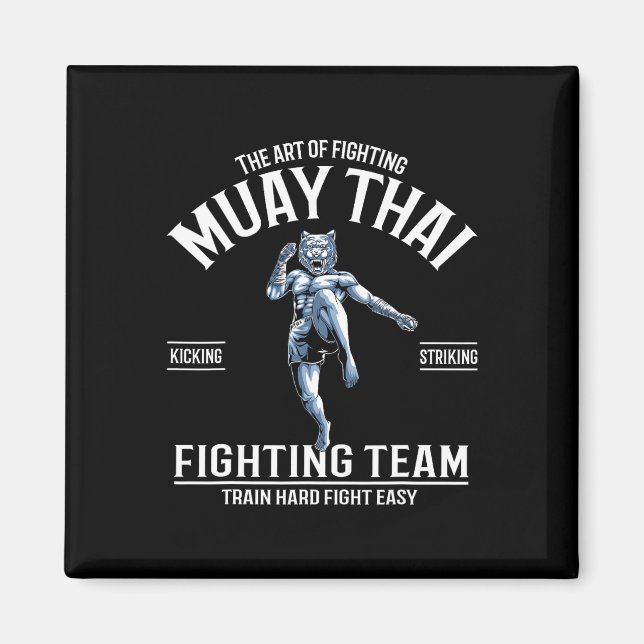 Söta Muay Thai Enhörningar Thailändsk Boxning Och  Magnet (Framsidan)