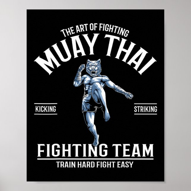 Söta Muay Thai Enhörningar Thailändsk Boxning Och  Poster (Framsidan)