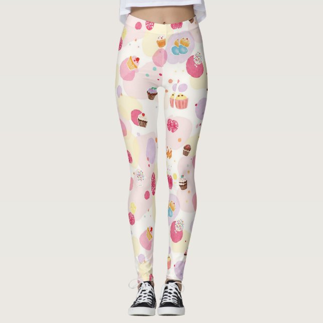 Söta Muffinsar Balloons Sprinkles Camo Leggings (Framsida)