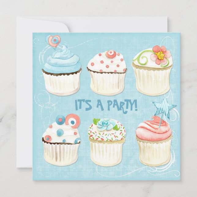 Söta Muffinsar - det är en Party!  Borginbjudan Inbjudningar (Framsida)