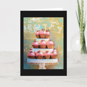 Söta Muffinsar Fransk Paris Bakery Greeting Card Kort