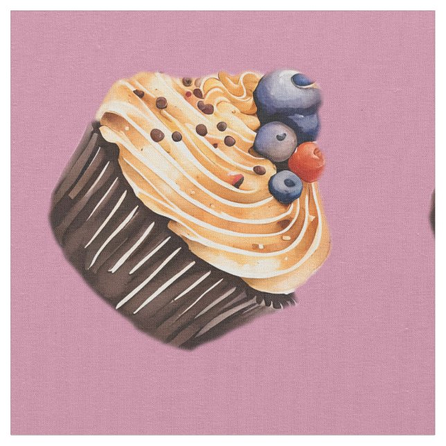 Söta Muffinsar Mönster Tyg (Närbild)