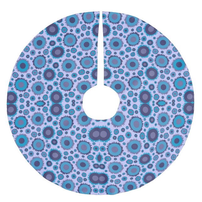 Söta multi blå färger solar mönster julgransmatta borstad polyester (Framsidan)