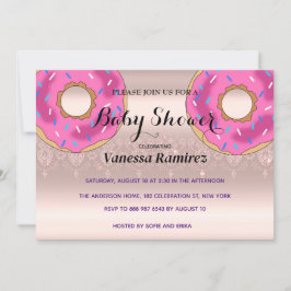 Söta munkar, rose gold babypresent inbjudningar