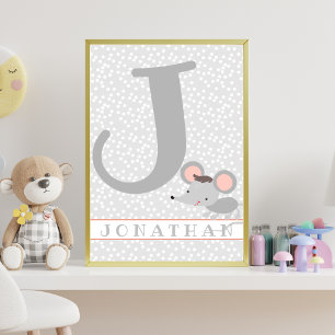 Söta Mus & Prickar Personlig Pojkrum Nursery Poster