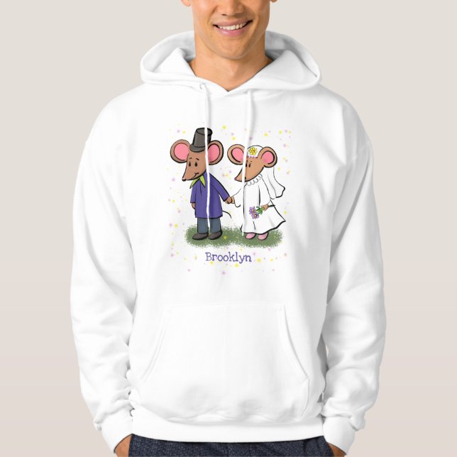 Söta muspar tecknad illustration hoodie (Framsida)