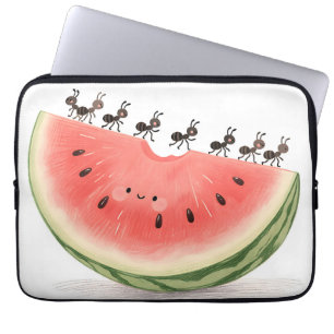 Söta myror vattenmelon skiva laptop fodral