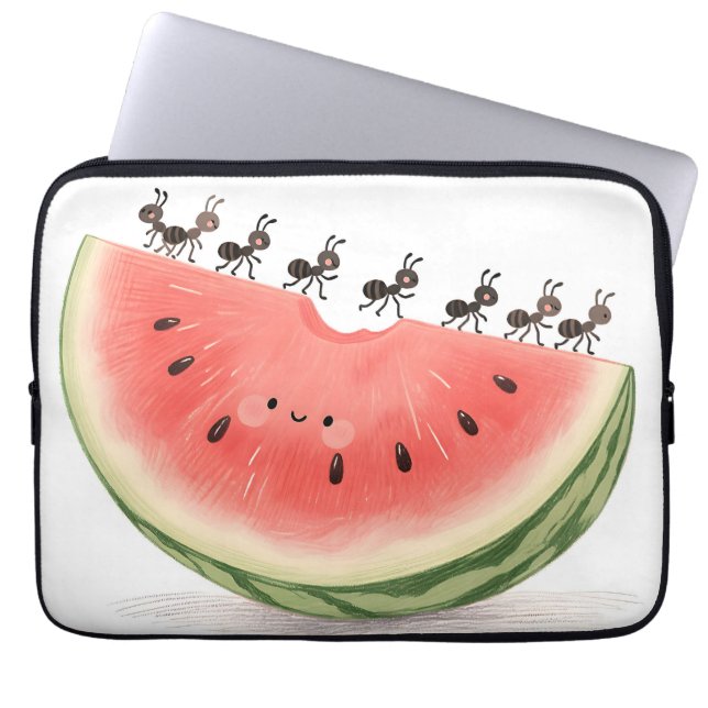 Söta myror vattenmelon skiva laptop fodral (Framsidan)