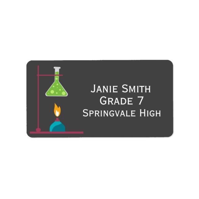 Söta namn bok-etiketter för flickors vetenskap adressetikett (Framsidan)