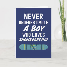 Söta Navyblå Snowboard-kort För Pojkar Barn Kort