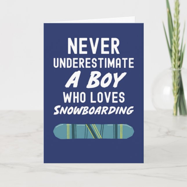 Söta Navyblå Snowboard-kort För Pojkar Barn Kort (Framsida)