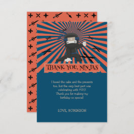 Söta Ninja Warrior Barnkalas Tack Kort