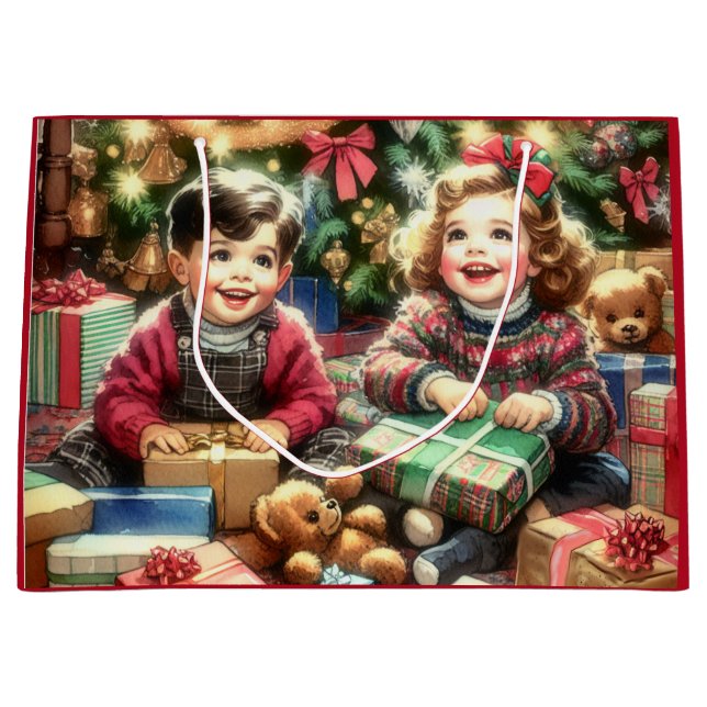 Söta nostalgiska barn på jul till och från (Framsidan)