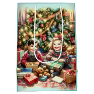 Söta nostalgiska barn på jul till och från