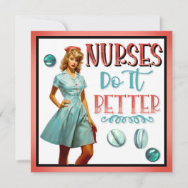 Söta Nostalgiska Sjuksköterska Pinup Sjukskötersko Julkort