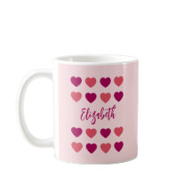 Söta nyanser av rosa hjärtan Script kursivt namn
