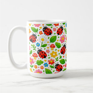 Söta nyckelpigor och blommor för barn naturälskare kaffemugg