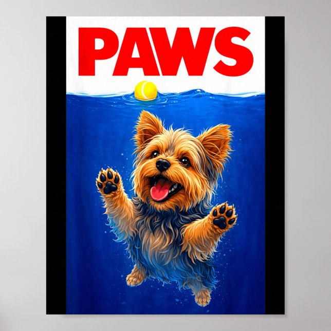 Söta Nyhets Klövar Yorkshire Terrier Hund Poster (Framsidan)