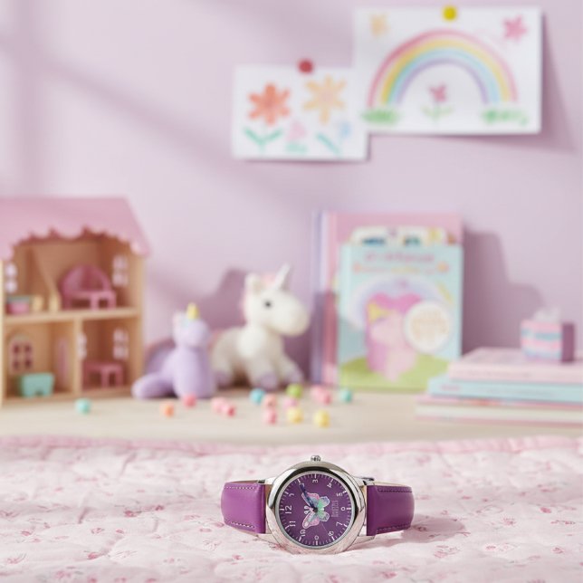 Söta och fantasifulla fjärilsbarnklockor för flick armbandsur (Skapare uppladdad)