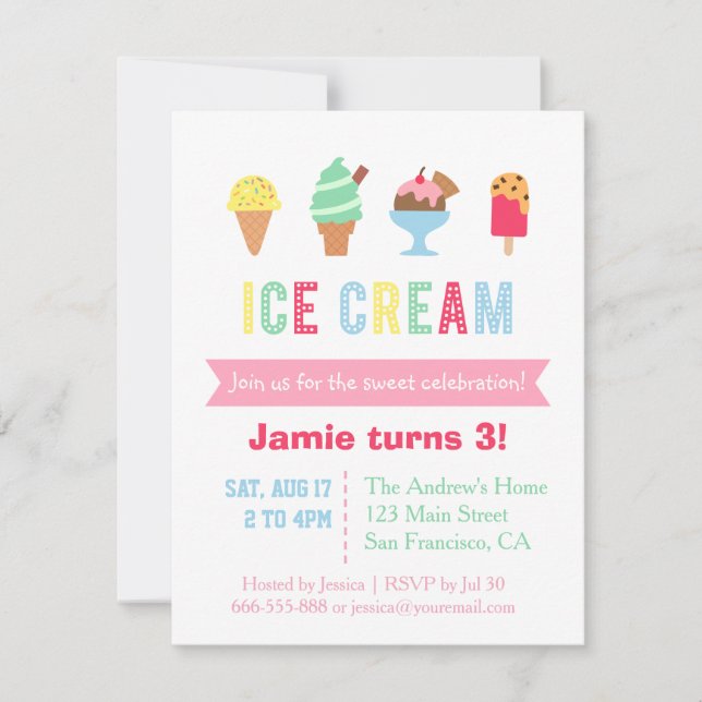 Söta och färgade inbjudningar till Ciskräppostpart (Framsida)