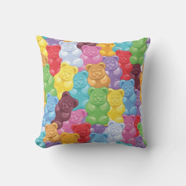 Söta och färgglada söta gelébjörnar kudde (Framsida)