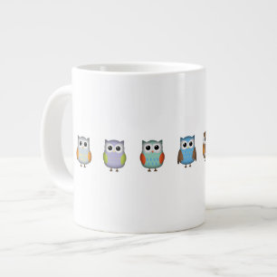 Söta och färgglada ugglor jumbo mugg